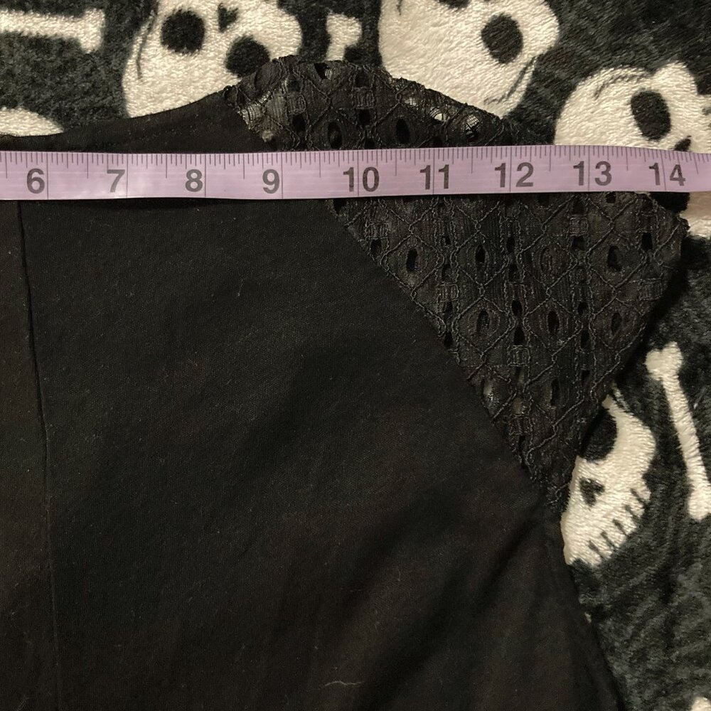 H&M Black geometric lace adorned black short-sleeve top ~ Goth XS SMALL shirt - Picture 11 of 12